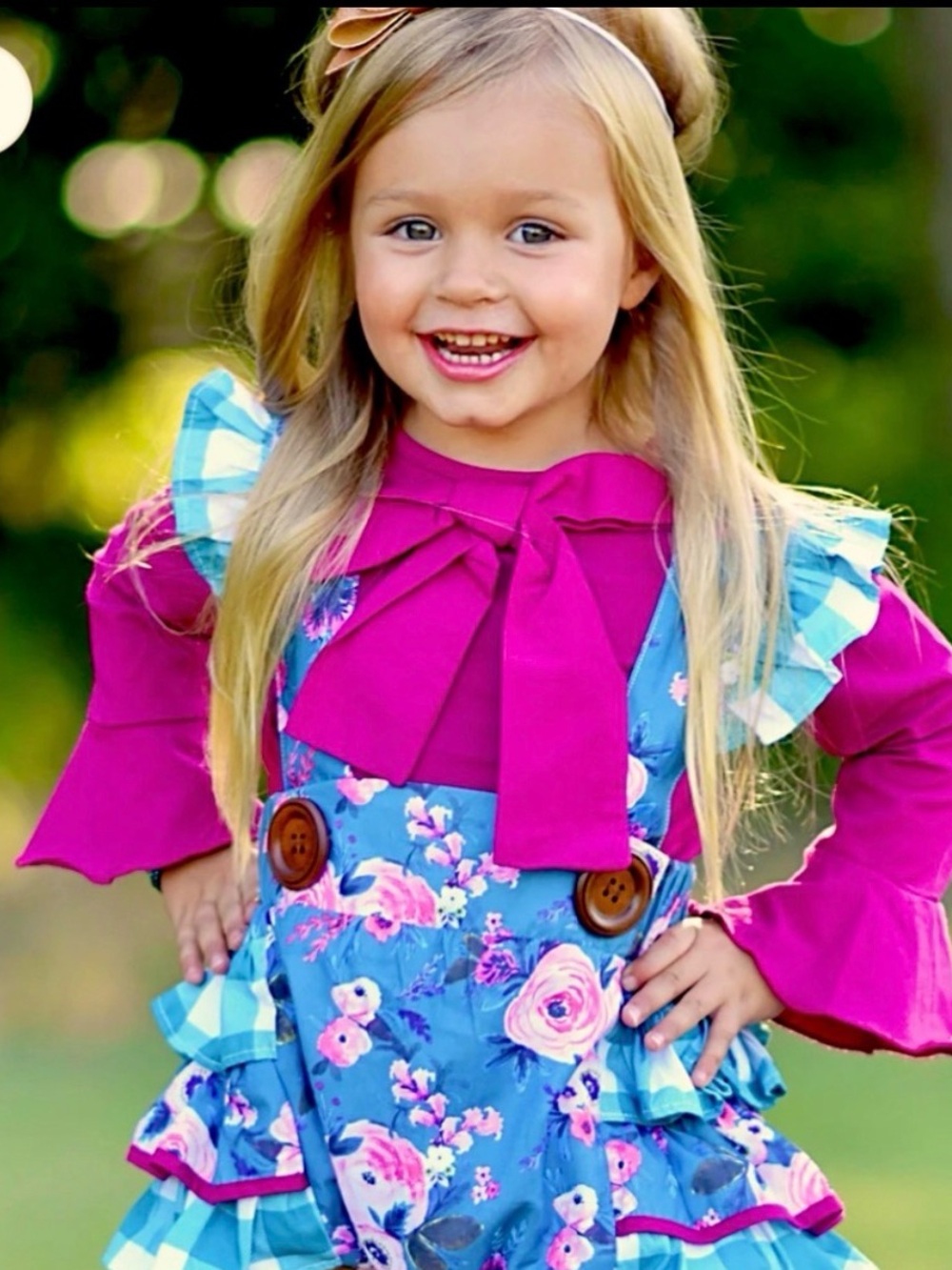 MAKENA LANE GIRLS BOUTIQUE PENELOPE PLUM DRESS BOW TIE RUFFLE FLORAL SET SIZE 2